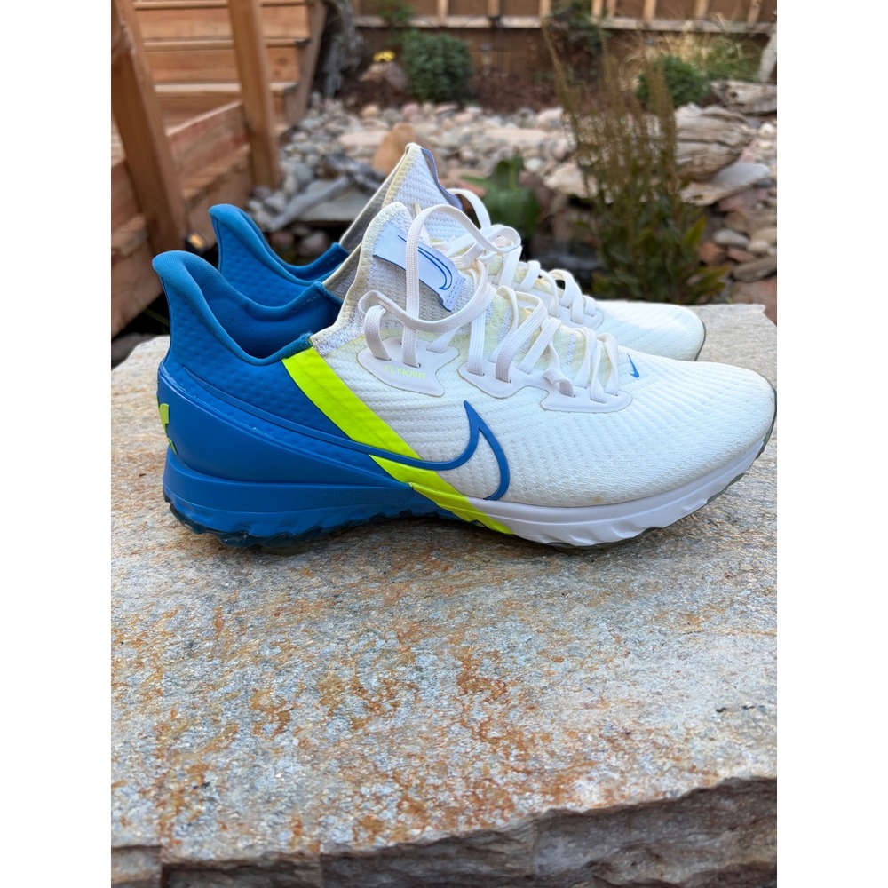 Nike Air Zoom Infinity Tour Golf Shoes Mens 9.5 White Blue Spiked Flyknit